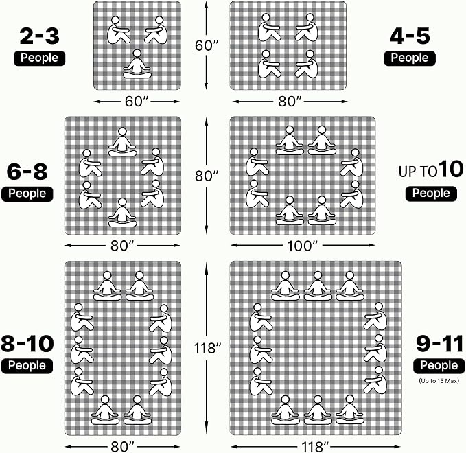 TigeJoy Extra Large Picnic Blanket Waterproof Foldable 80''x80'', Outdoor Picnic Mat Beach Blanket Sandproof for Park, Grass, Travel, Hiking, Camping Essentials, Gingham Picnic Blanket
