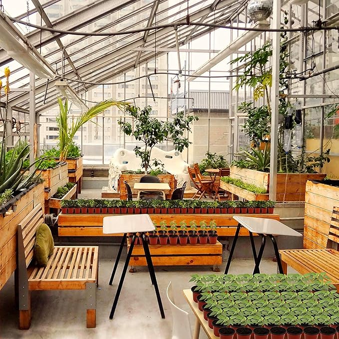 MIXC Plant Nursery Pots with Humidity Dome 4" Soft Transparent Plastic Gardening Pot Planting Containers Cups Planter Small Starter Seed Starting Trays for Seedling with 10pcs Plant Labels,30 Sets