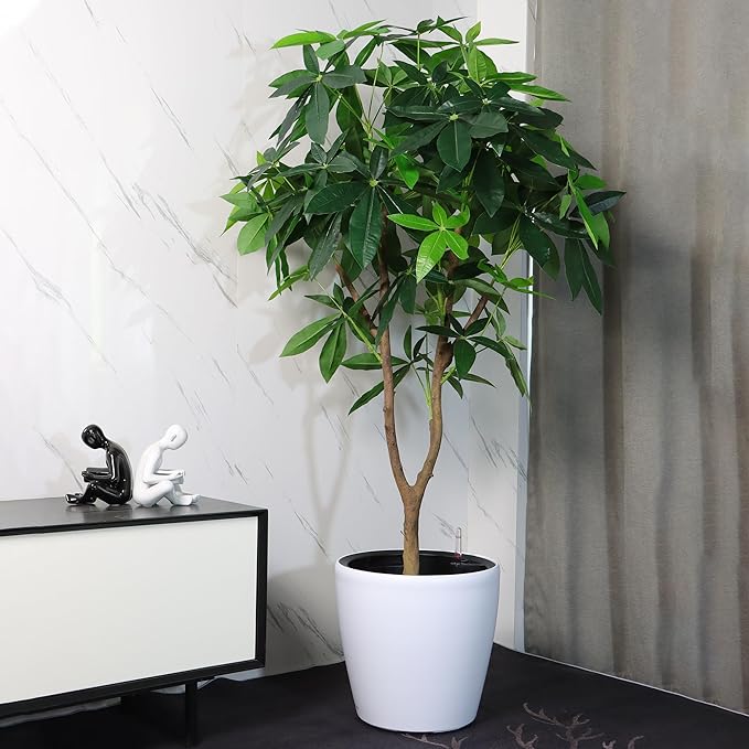Dexceder 13x12 Self Watering Planter with Wheels (White Matte) | Inner Pot Design, Thickened Large Floor Standing Flower Plant Pot with Water Level Indicator Indoor Outdoor