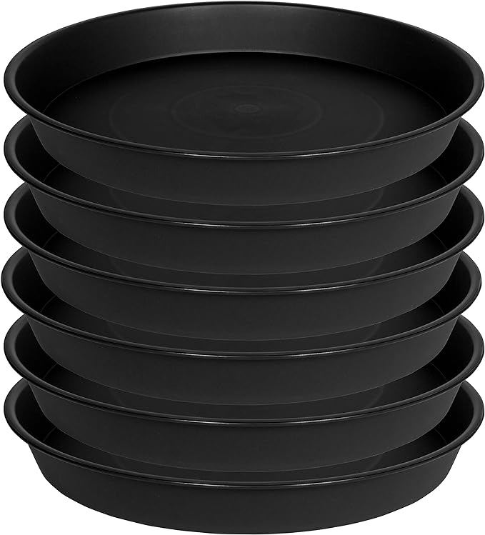 4 Pack of 20 21 inch Plant Saucer Round, Deep Plant Saucers for Pots, Heavy Duty Plastic Plant Drip Tray for Indoors Outdoor, Bird Bath Bowls, Plant Trays for Planter 19-22" (21 inch, Black)