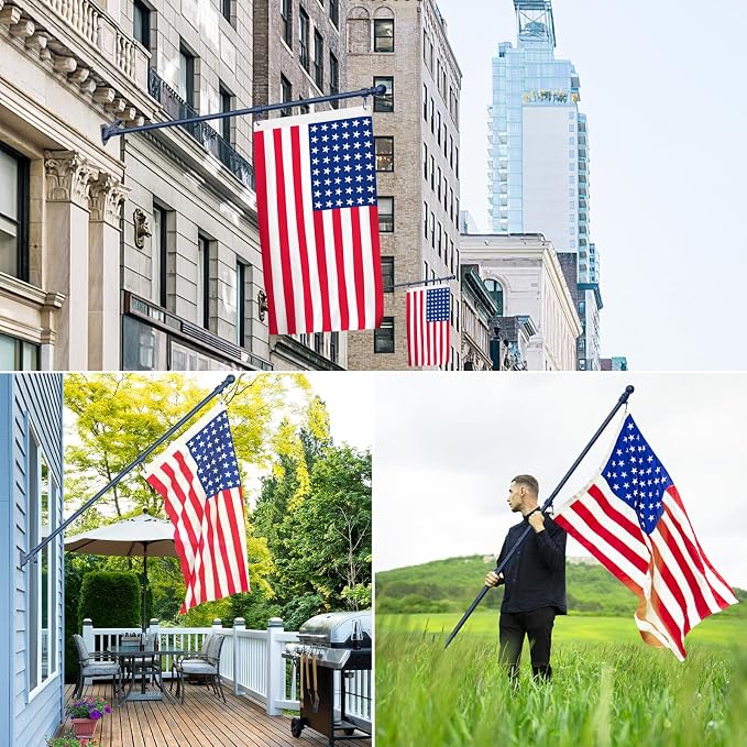 ZMTECH Flag Pole - Upgraded Bracket,(2 Packs) 6 FT Stainless Steel Flag Poles for Outside House, Residential or Commerical, Tangle Free Flag Pole Kit for American Flag (Without Flag, Blue)