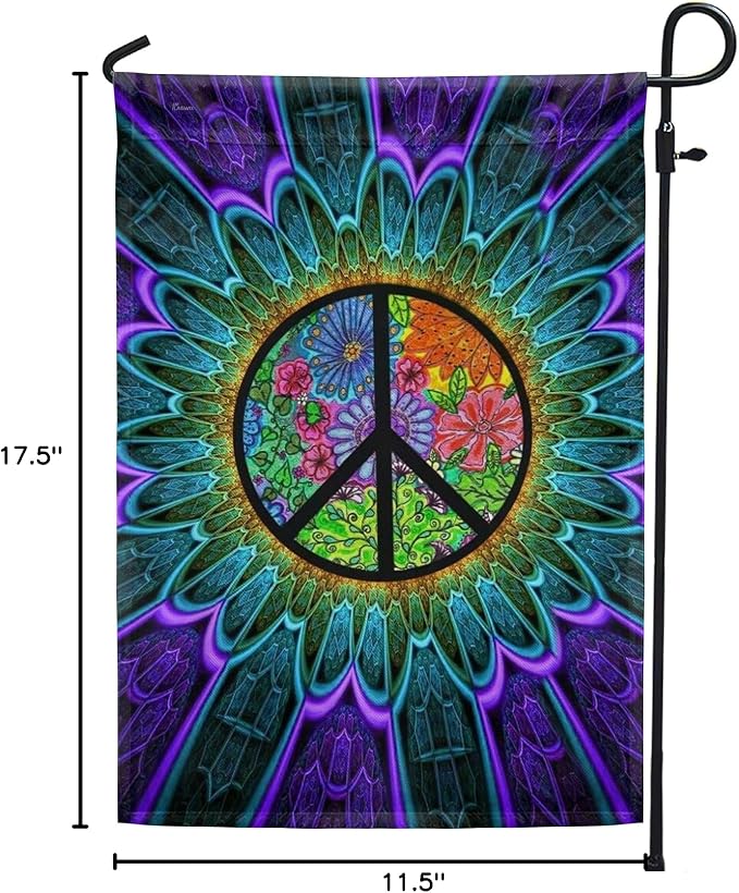 FLAGWIX Peace Hippie American Flags - Sunflower Decor, Garden Flag 12x18, Peace Sign Flags, Decorations Outdoor, A Little Something To Brighten Your Day Flag - Double Sided Heavy Duty Canvas Flags