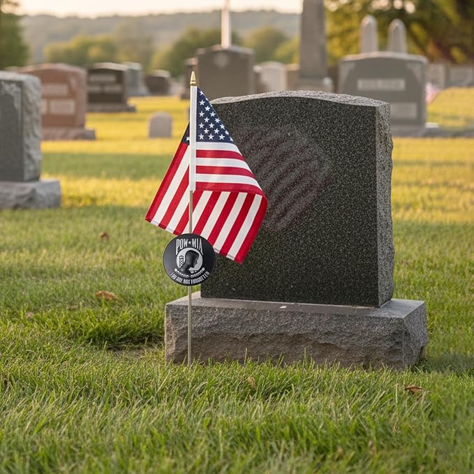 Homissor Pow Mia Grave Marker with 12x18 Inch American Flag You are Not Forgotten Stake Graves Cemetery Decorations Memorial Veterans Plaque