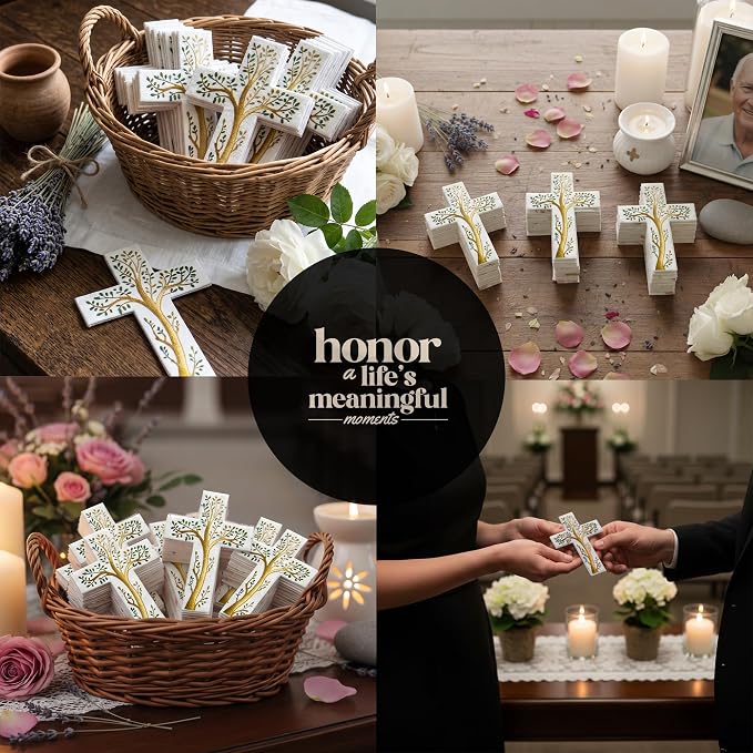 Plantable Wildflower Seed Paper - 50pcs Tree Cross-Shaped for Funeral Favors, Memorial Gifts, & Sympathy Gifts for Loss of Father and Mother