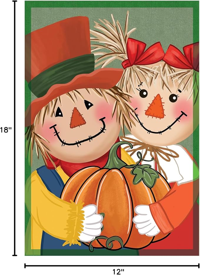Evergreen Flag Fall Garden Flags Double Sided, Garden Flags for Outside Autumn Decorations for Home, Porch, Yard (Scarecrows, 28x44 inch)