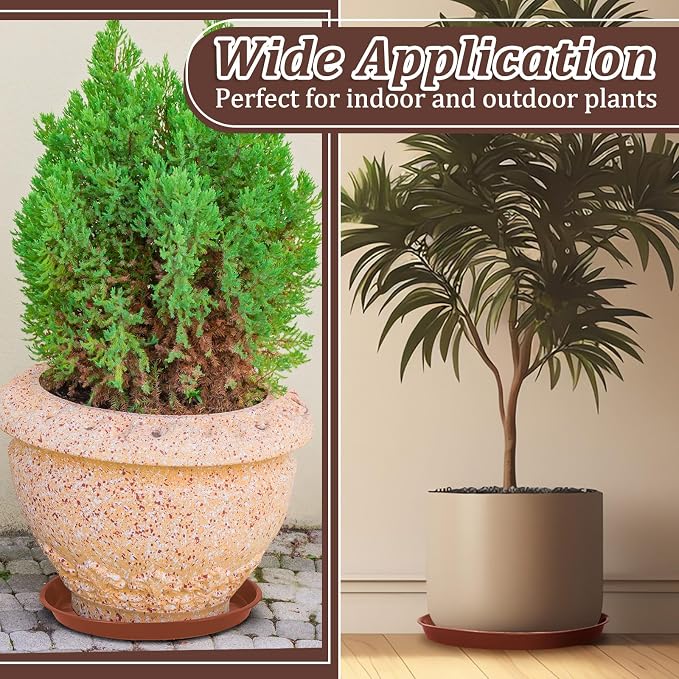 Eccliy 6 Pack Plastic Plant Saucer Heavy Duty Planter Saucers Large Plant Pot Saucers Plastic Water Trays for Indoors and Outdoors Flower Plant Plant Drip (Terracotta,16 Inch)