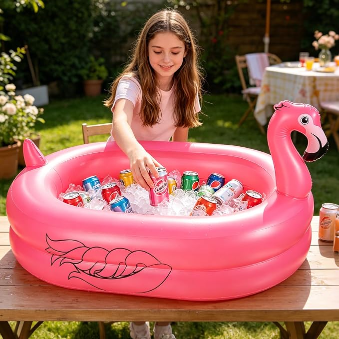 Kiddie Pool, Inflatable Pool, Flamingo Swimming Pool with Inflatable Soft Floor for Outdoor, Indoor, Backyard (60 in)