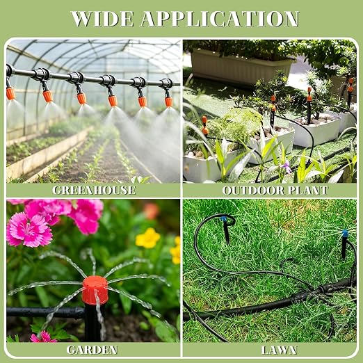 Dianrui 240FT Drip Irrigation System, Automatic Drip Irrigation Kit for Greenhouse/Yard/Lawn/Plant/with 1/2 inch Hose, 1/4 inch Distribution Tubing and Accessories