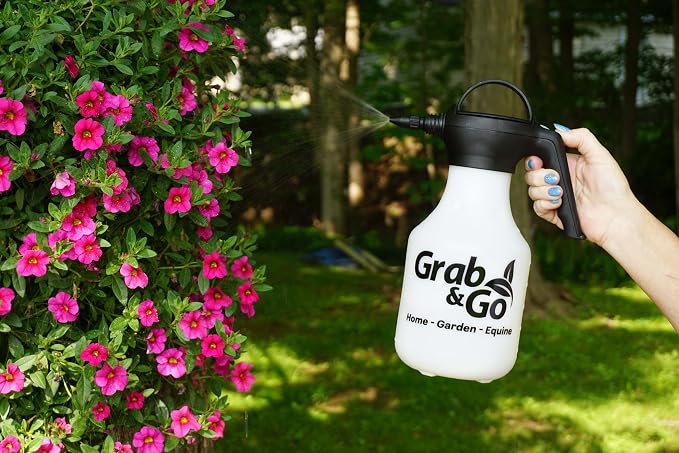 Grab & Go 190424 (48 oz) 1.5 Liter Handheld Pump Sprayer & Mister with Adjustable Nozzle from Stream to Mist for Indoor & Outdoor, Gardening and Equine, Upside Down Spray with Pressure Relief Value