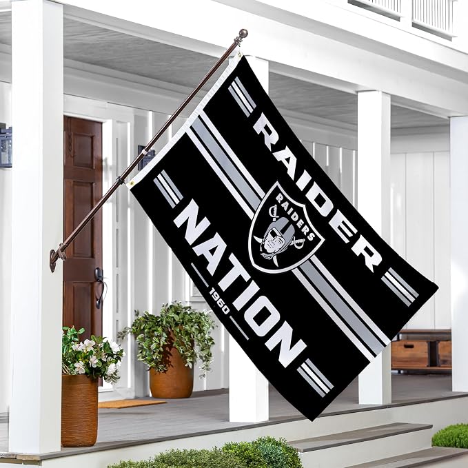 NFL Las Vegas Raiders Vintage Flag | 3 x 5 Estate Flag with Grommets | Heavy Duty Banner for Outdoor Garden Patio Decoration | Indoor Wall Decor for Room | Works with Flagpoles for Outside House