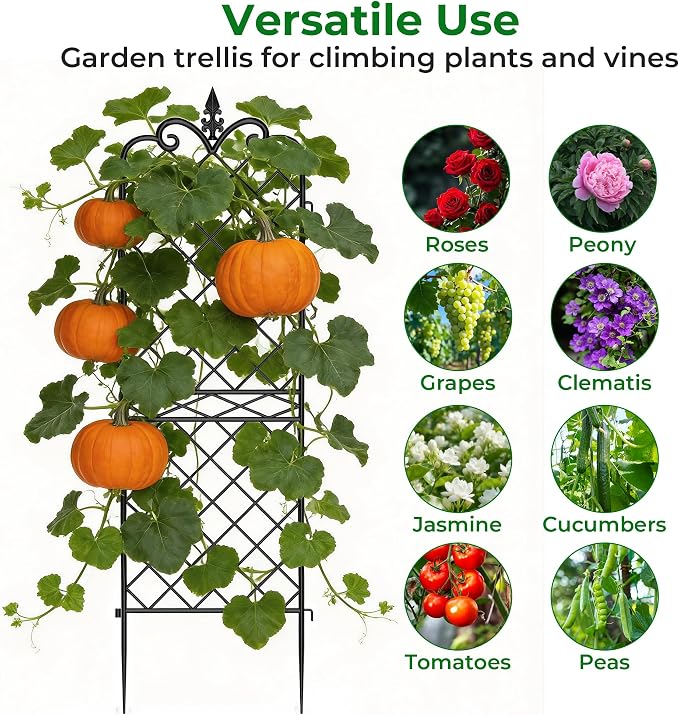 Amagabeli Garden Home 4 Pack Trellis for Climbing Plants Outdoor 72”x21” Heavy Duty Rustproof Wall Metal Decoration Large Trellis for Potted Plants Support Trellis for Roses Vegetable Black