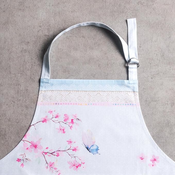 Maison d' Hermine Aprons for women with Pocket 100% Cotton (27.50"x31.50") | Adjustable Neck Strap & long ties Apron Men Chef Wedding Cooking Gardening Server Maid