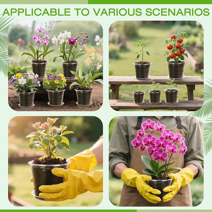 3 Inch Clear Nursery Pots with Drainage Trays, 15 Pack Plastic Pots for Plants, Clear Pot for Seed Starting, Transplanting, Succulents, and Indoor Gardening (3 inch)