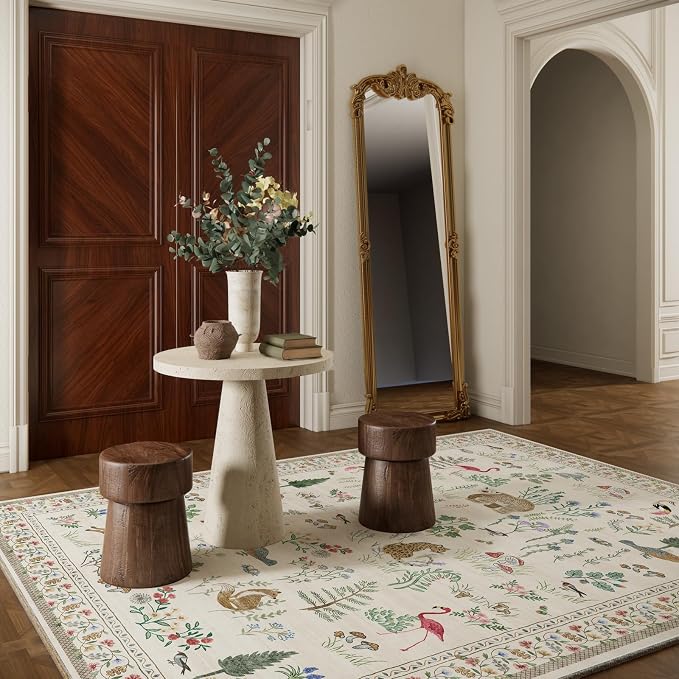 5x7 Area Rugs for Living Room: Washable Bedroom Rug Vintage Rugs Stain Resistant Non Slip Low Pile Soft Lightweight Carpet Rugs for Kitchen Dining Room Farmhouse Nursery Kids Room Home Office