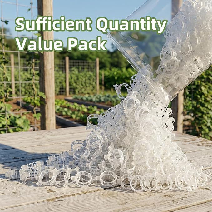 CLEANGOR 1000Pcs Plant Clips, Plant Support Clips Plastic Trellis Clips | Garden Plant Clips for Tomatoes, Cucumbers, Vines, Reusable Garden Clips Tomato Clips, Gardening Supplies to Grow Upright