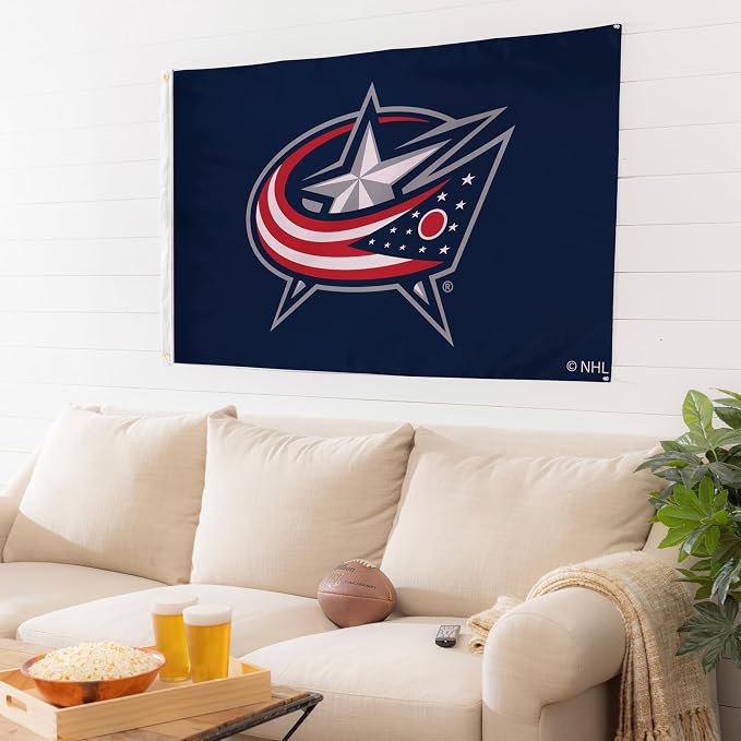 Team Sports America NHL Columbus Blue Jackets 3' x 5' Outdoor Flag with Grommets, Heavy Duty Flag & Banner for Outdoor Garden Patio, Indoor Wall Decor, Works with Flag Poles for Outside House