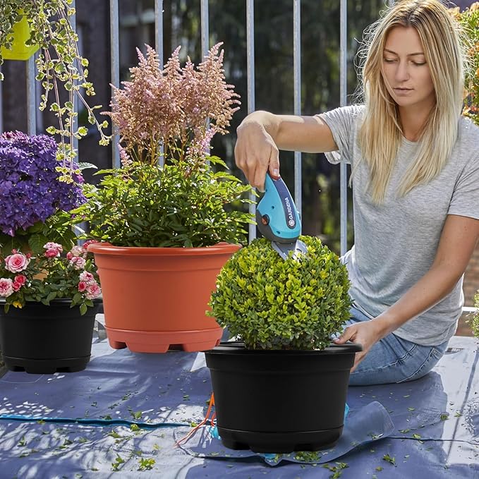 KPUVX Outdoor Flower Pots 5 Packs 13 inch pots for Plants Modern Decorative Garden Pot with Saucer, Lightweight Large Plastic Planters for Indoor Plants,Decorative Plastic Plant Pots