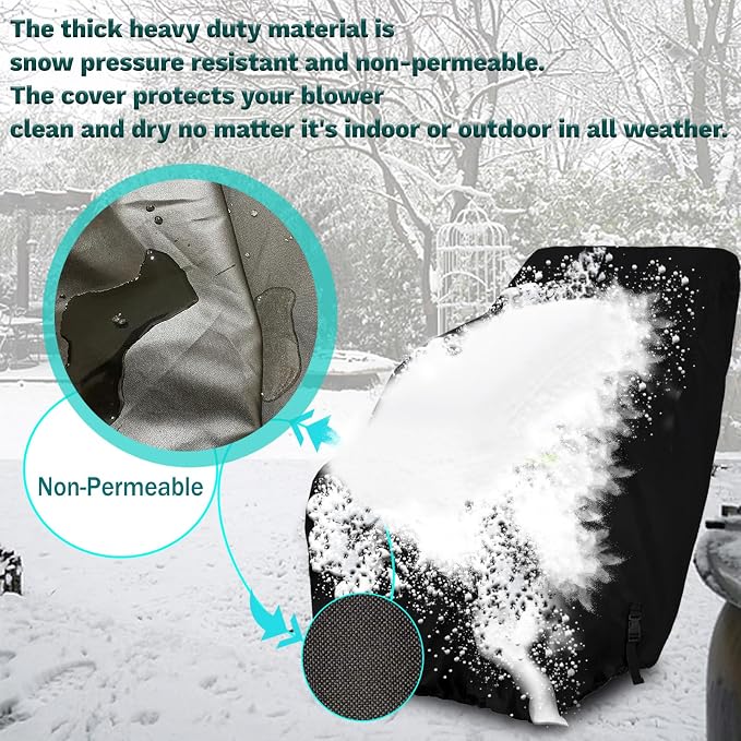 QYMOTO 600D Large Snow Blower Cover 24"-32",Two Stage Snowblower Cover Thick Waterproof Windproof Tear-resistent Winter Outdoor All Weather Protection Fit Craftsman,Ariens,Toro,Cub Cadet EGO