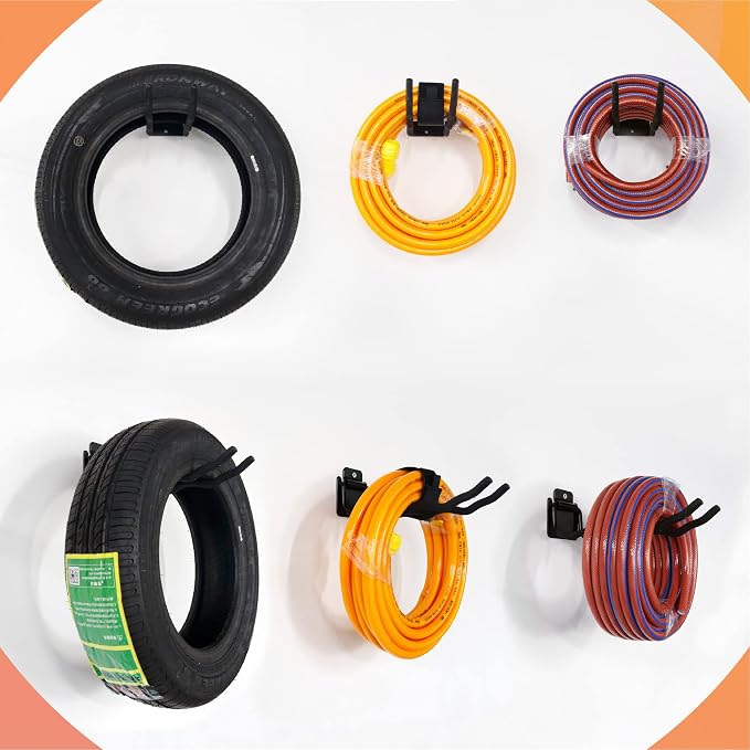 HUHOLE 4 Pack 12 Inch Wave Garage Hooks Wall Mount Hangers | Utility Organizer with 60 lb Capacity for Ladders, Shovels, Chairs, Garden Tools, Wheelbarrows, Hoses and Ropes