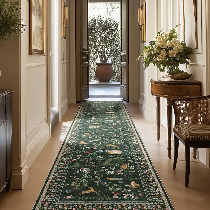 Washable Kitchen Rug Runners for Hallways: 2'x10' Bedroom Runner Non Slip Soft Low Pile Stain Resistant Indoor Carpet Runner Rugs for Entryway Hallway Kitchen Laundry Room Beside Farmhouse