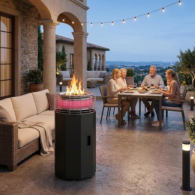𝐍𝐞𝐰 𝐔𝐩𝐠𝐫𝐚𝐝𝐞 DoCred 34.8" H Outdoor Patio Heater | 56000 BTU 2 in 1 Smokeless Propane Fire Pit Heater for Backyard, Garden, Deck, Party