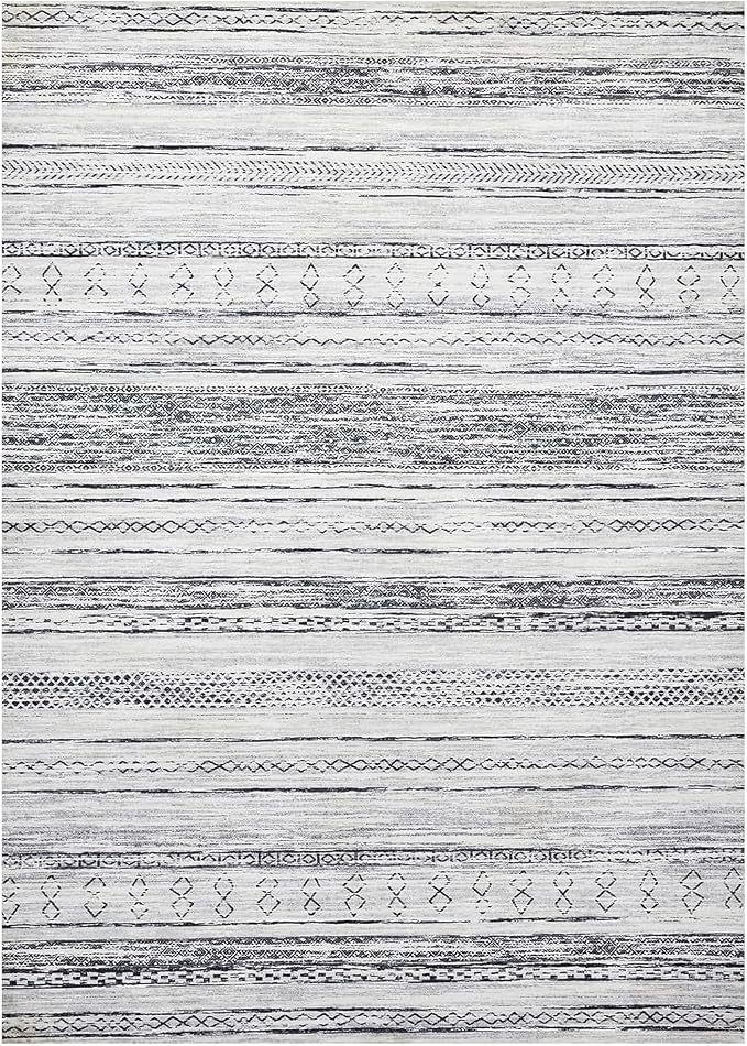 Tortania Area Rug Living Room Rugs - 12x15 Washable Large Soft Neutral Boho Moroccan Bohemian Farmhouse Rug Indoor Floor Carpet for Bedroom Under Dining Table Home Office Decor - Grey