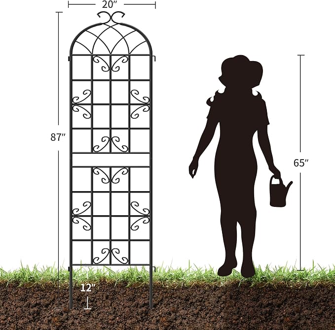 4 Pack Garden Trellis for Climbing Plants Outdoor, 87"H x 20"W Rust-Resistant Metal Plant Support for Rose, Vine, Cucumber & Clematis, Decorative Scrollwork Trellis for Yard, Lawn or Wall Decor