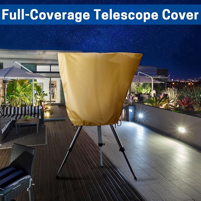 VISEMAN Telescope Cover, Waterproof with Reflective Silver Coating | 39" x 30", Dual Zippers and Drawstring, for Refractor and Reflector Telescopes