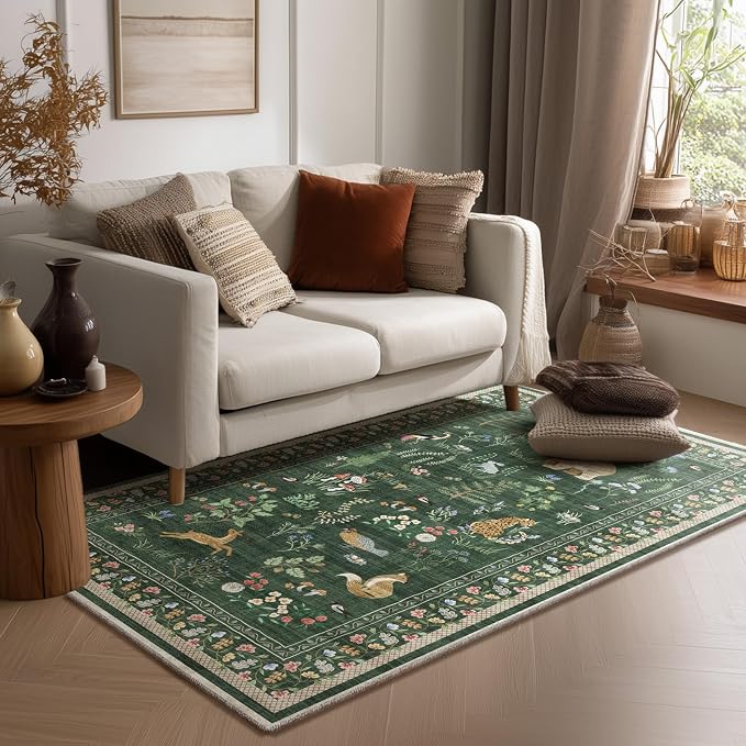 4x6 Washable Area Rugs for Entryway: Small Living Room Rug Stain Resistant Non Slip Low Pile Ultra Soft Faux Wool Throw Rugs for Bedroom Kitchen Bathroom Laundry Room Office Front Door Entry Indoor