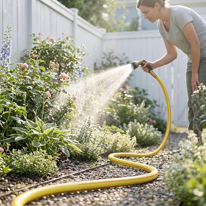 Yellow Garden Hose 3/4 in. x 25 ft. -Non Kinking, Leak Free, Flexible, Male to Female Fittings -Heavy Duty Lightweight Durable PVC Water Hose -150PSI Work & 500PSI Burst, for Lawn & Commercial Use