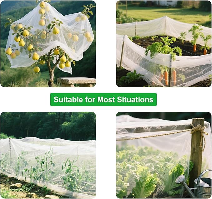 Garden Netting 10x33FT 2 Packs Ultra Fine Mesh Netting Bird Barrier Protection Vegetable Fruit Tree Bushes Plant Cover for Raised Bed