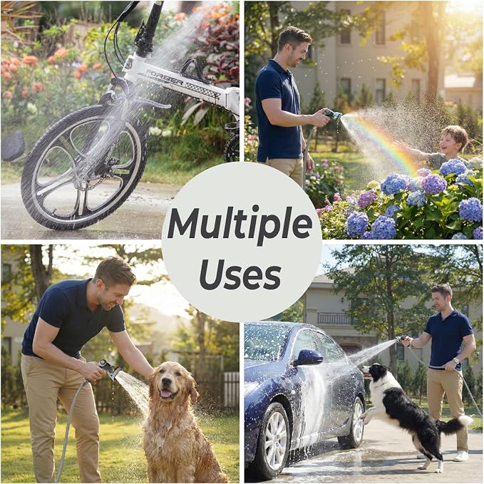 Retractable Garden Hose Reel, 5/8 in x 100ft, Heavy-Duty Aluminum Mount, Auto Rewind, Slow Retract, 180° Swivel, Any Length Lock, 10-Pattern Nozzle