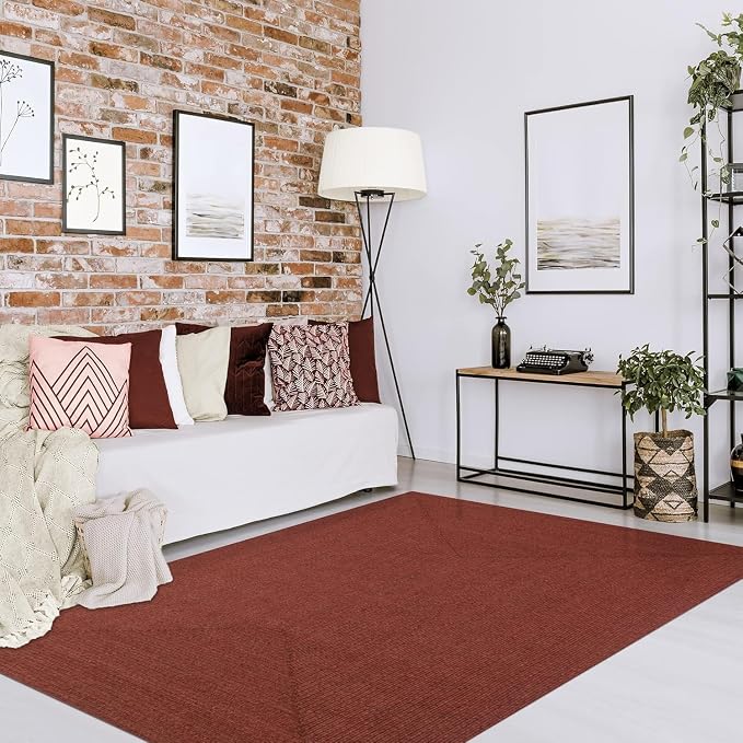 Superior Indoor Outdoor Area Rug, Handwoven Reversible Braided Home Decor for Living Room, Kitchen, Dining Room Floors, Patio, Front Porch, Deck, Modern, Boho, Farmhouse Style, 8' x 10', Brick