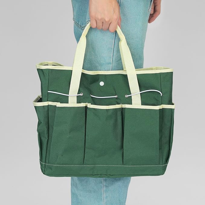 HARFINGTON Garden Tool Bag 14" x 6.7" x 12" Large Oxford Waterproof with Pockets Garden Tote Bag Gardening Plant Tool Organizer Storage Carrier Store for Outdoor Women Men, Blue