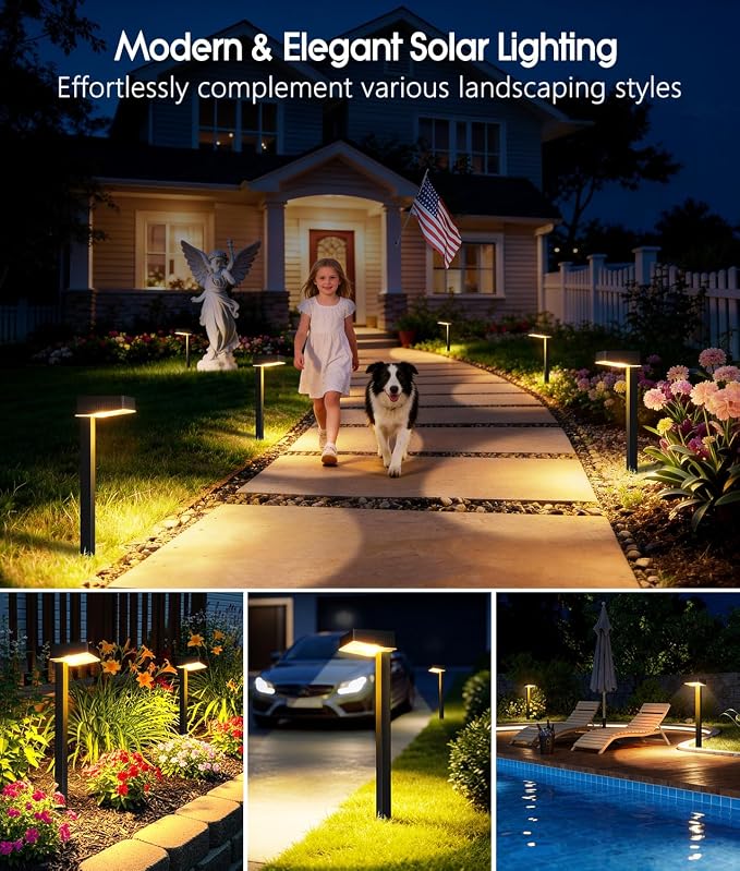 ELECLINK Solar Pathway Lights Outdoor, 8 Pack Garden Lights Solar Powered Path Lights with Larger LED Lens, 2 Light Modes Waterproof Outdoor Solar Light for Yard Driveway Walkway Landscape Patio Lawn