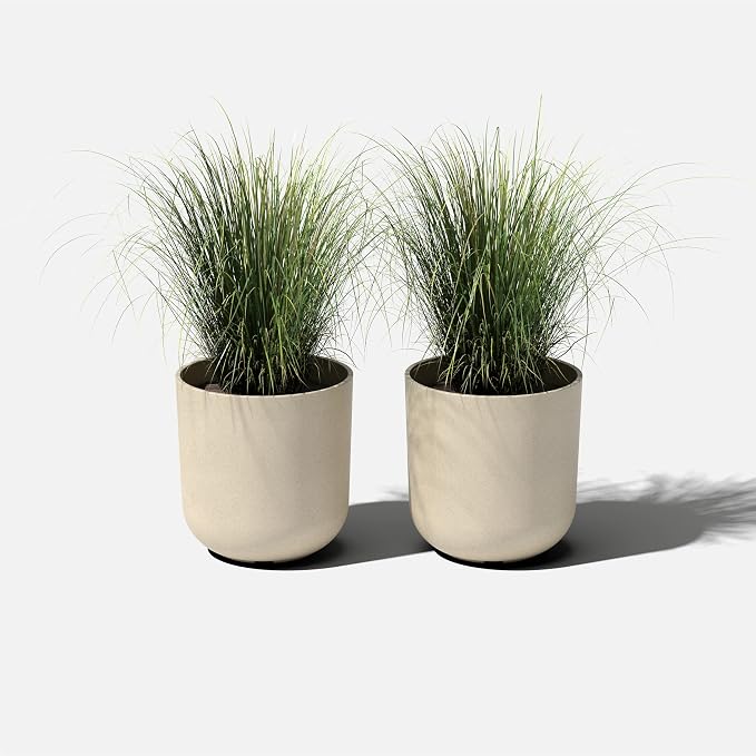 Veradek Mason Series Lima Planter - Round Planter for Indoor or Outdoor Porch/Garden | Made from Plastic-Stone Composite with Drainage Holes | Modern Décor for Succulents, Flowers, Small Plants