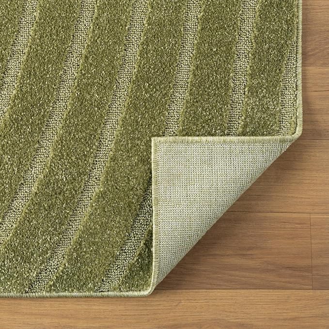 LUXE WEAVERS Modern Geometric Wave Area Rug Green 2x3