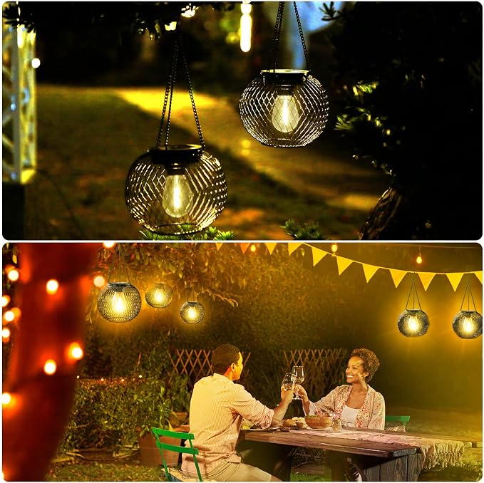 Solar Lantern Outdoor Waterproof, KagoLing Upgraded Hanging Solar Lights Outdoor Garden Decorations Decorative Lighting Solar Powered Waterproof Tree Lantern for Garden Yard Patio Pathway, 4 Pack