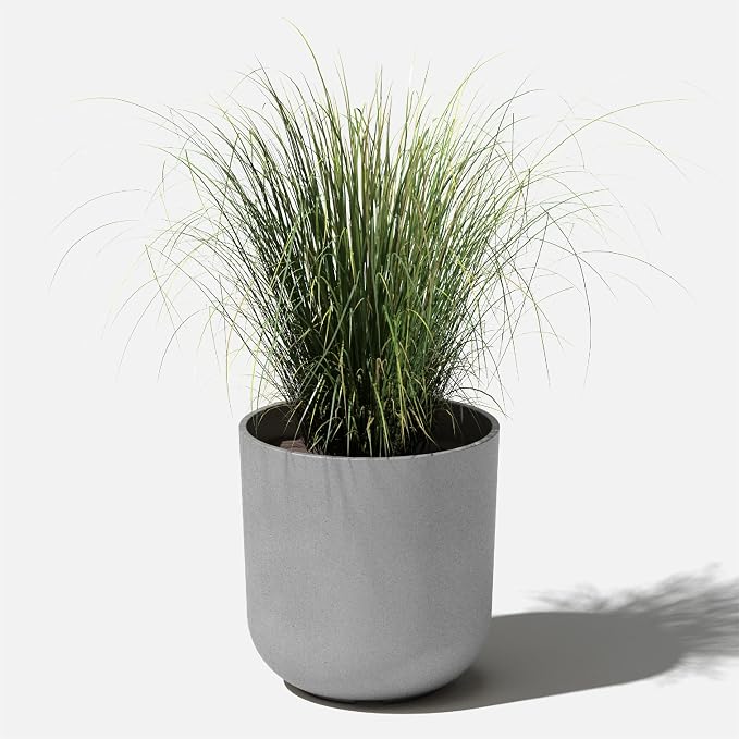 Veradek Mason Series Lima Planter - Round Planter for Indoor or Outdoor Porch/Garden | Made from Plastic-Stone Composite with Drainage Holes | Modern Décor for Succulents, Flowers, Small Plants