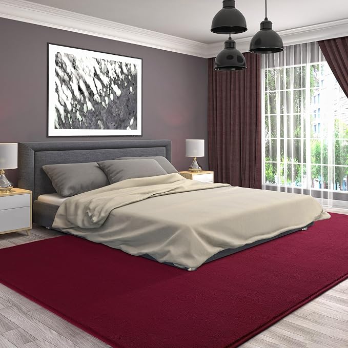AROGAN 4x6 Area Rugs for Living Room Non Slip Dorm Bedroom Rug, Wine Red | Modern Area Rugs with Soft Memory Foam, Minimalist Washable Indoor Floor Carpet for Dining Room Office Kids Playroom Decor