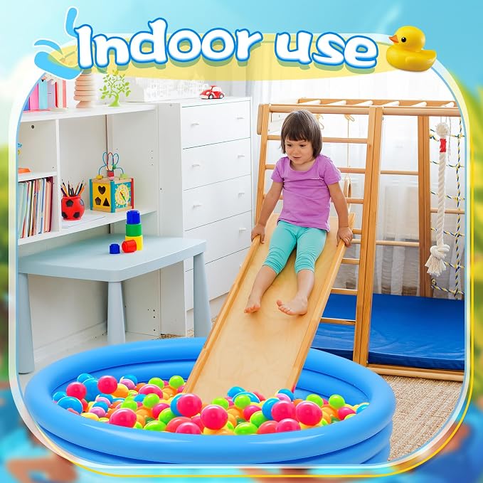 Jerify 3 Pack Kiddie Pool for Toddler Kids 45 x 10 Inch Inflatable Portable Round Paddling Pool 3 Rings Blow up Rings Round Baby Padding Ball Pond for Indoor Outdoor Water Game Play (Light Blue)