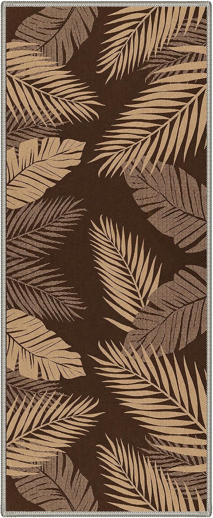 GENIMO Outdoor & Indoor Area Rug 2'x3', Waterproof, Non-Shedding, Easy Cleaning, Leaf Mat for Patio, Living Room, Balcony, Dining Room, RV, Deck, Bedroom, Camping, Outside Carpet, Coffee Brown