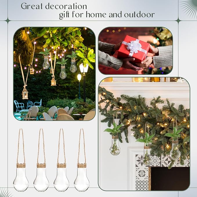 Baderke 9 Sets Window Propagation Stations 3.9 Inch Plastic Hanging Plant Propagation Vases with Hooks & Cleaning Brush Clear Tubes for Plant Clippings, Home Office Decor, Gardening Gifts for Women
