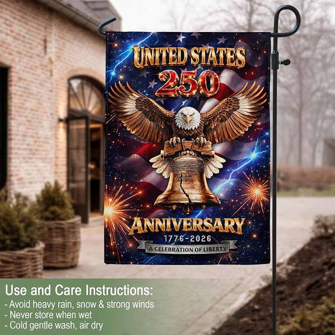 250th Anniversary Patriotic Design, 250 Anniversary Usa Flag, 1776-2026 Commemorative, Front And Back Print, Garden Flags For Outside 3 (30x40 Inch)