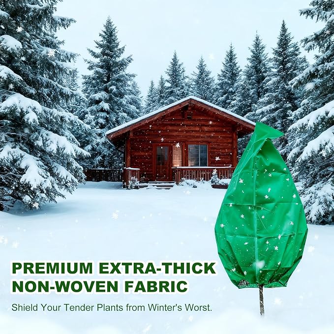 2 Pack 63 x 71 Inch Plant Covers Freeze Protection, Frost Cloth Plant Freeze Protection With Burlap Tree Wrap, Reusable Breathable Freeze Blankets With Drawstring for Fruit Tree Shrub Potted