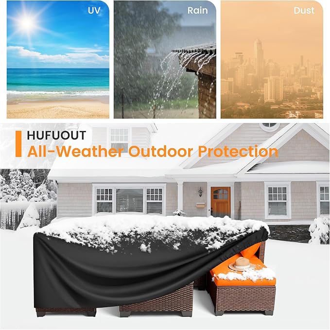 Patio Furniture Covers, Outdoor Furniture Cover Waterproof, General Purpose, Outside Table and Chair Covers, Heavy Duty 420D (Black, 108"L x 82"W x 28"H)