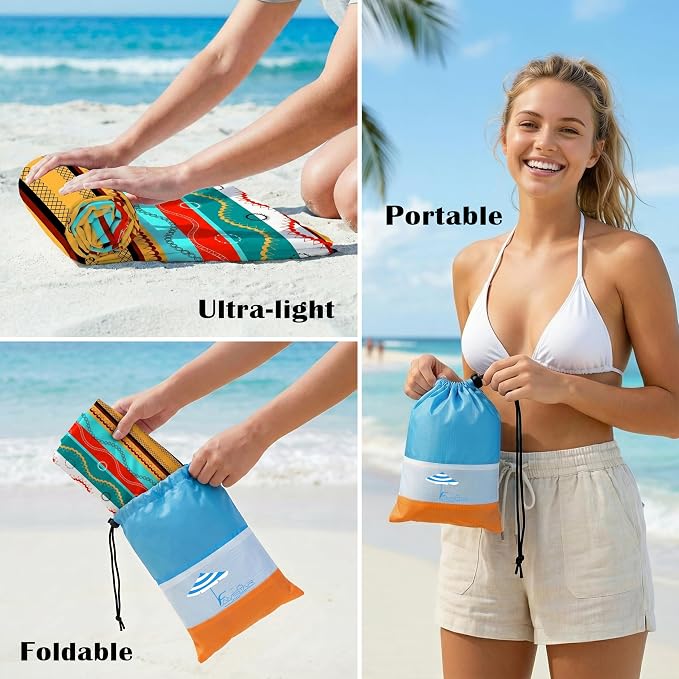 Famstar Beach Blanket Oversized Extra Large 78"X81"/10'X9',Waterproof Sandproof Beach Blanket 2-8 Adults Lightweight Durable for Travel Camping Hiking Picnic