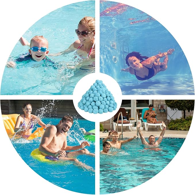 3.1 LBS Pool Filter Balls for Sand Pump, Swimming Pool Filter Media | New Efficient, Light Blue Eco-Friendly Filter Balls Equals 110 lbs Pool Filter Sand for All Sand Filter System
