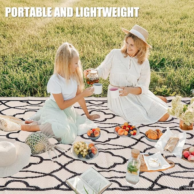 Pendolr Outdoor Rug Waterproof 8x10 ft Outdoor Carpet Patio Rug Mat Reversible RV Camping Rug Plastic Straw Rug Outside Outdoor Area Rug for Patio Deck Balcony Backyard Picnic Beach