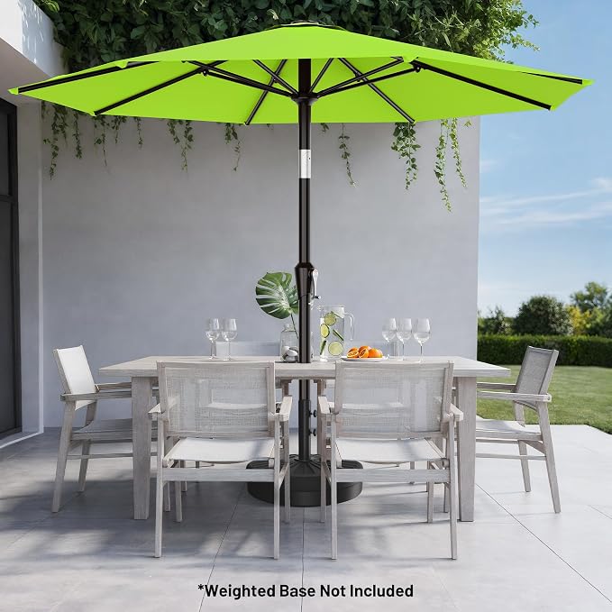 AreShark 10 FT Outdoor Patio Umbrella, Patio Table Umbrella with Push Button Tilt and Crank, Outdoor Patio Umbrellas with 8 Fiberglass Ribs, Patio Umbrellas for Market, Garden, Pool (Apple Green)